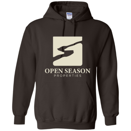 Brown Gildan Hoodie with Open Season Properties Logo