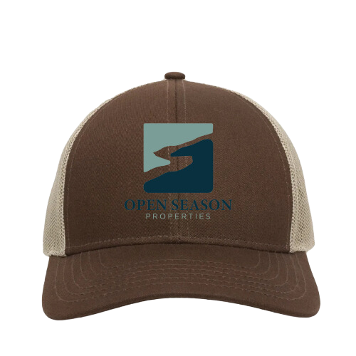 Brown and Khaki Mesh Back Hat with Open Season Logo