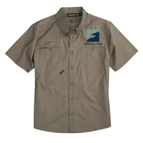 Rope DriDuck Short Sleeve Button Up with Open Season Properties Logo