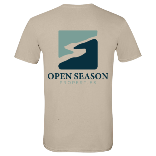 Sand Short Sleeve T-Shirt with Open Season Properties Logo