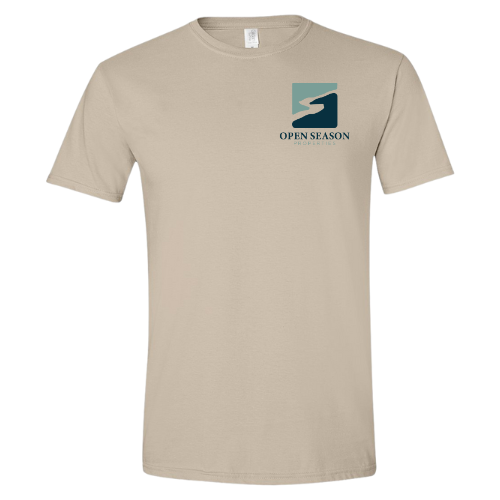 Sand Short Sleeve T-Shirt with Open Season Properties Logo