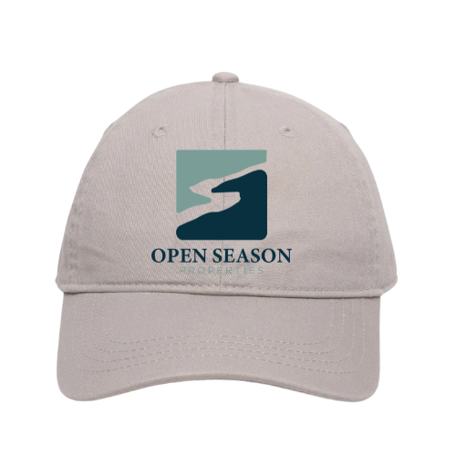 Slate Solid Back Hat with Open Season Properties Logo
